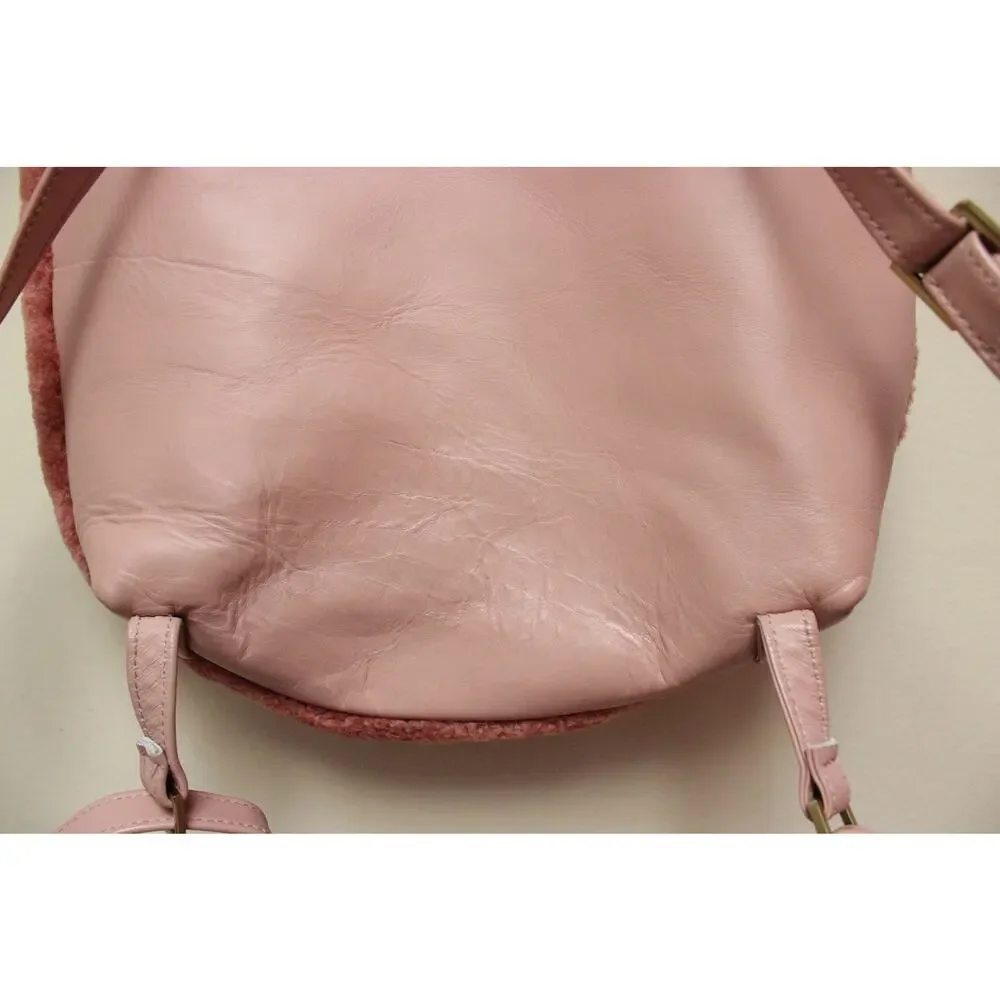 Primecut Pink Sheepskin Fur Shearling Leather Rectangle Backpack